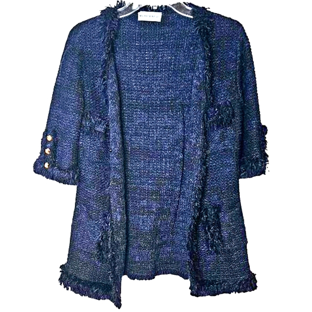 Michele Negri fringed v-neck knitted  sweater top